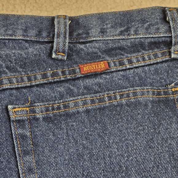 Rustler Jeans Men's 36x29 Blue Dark Wash Regular Fit Straight Leg Heavyweight - Picture 12 of 13